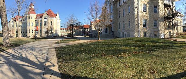 Effigy Mound in front of Voorhees Hall