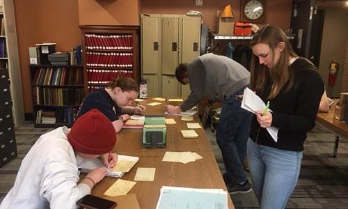 carroll students conducting research at the Waukesha County Museum 