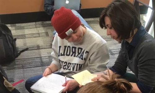 carroll students conducting research at the Waukesha County Museum 